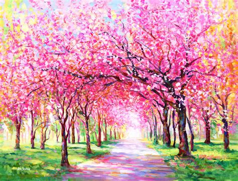 Cherry blossom tree painting by Leon Devenice (2022) : Painting Acrylic ...