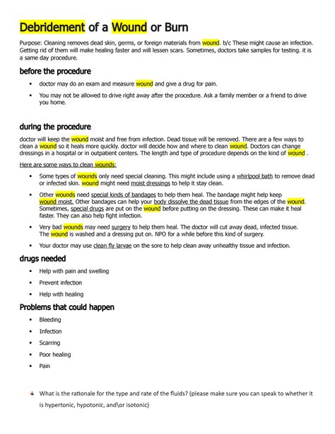 Wound debridement - NRB 232 - MCC - Studocu