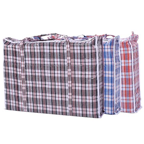 6Pcs Large Plastic Checkered Storage Bags Reusable Laundry Shopping ...