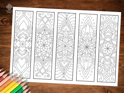 PRINTABLE 5 Mandala Colouring Bookmarks, Mini Colouring Book, DIY ...