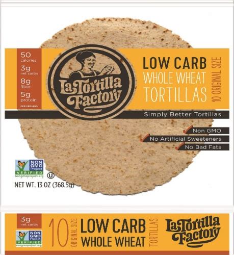 La Tortilla Factory Low Carb Whole Wheat Tortilla Factorys, 13 oz ...