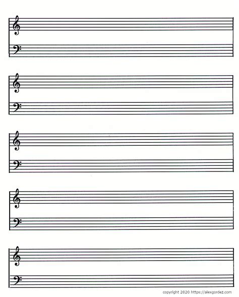 Alex Gordez Guitarist | Blank Printable Treble And Bass Clef Sheet ...