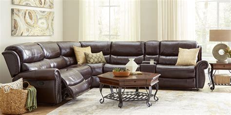 Venezio Brown Leather 6 Pc Reclining Sectional - Rooms To Go