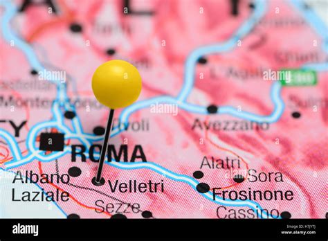 Velletri pinned on a map of Italy Stock Photo - Alamy