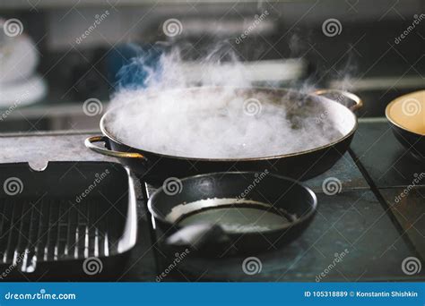 A Pan of Boiling Water with Steam Stock Image - Image of dinner ...