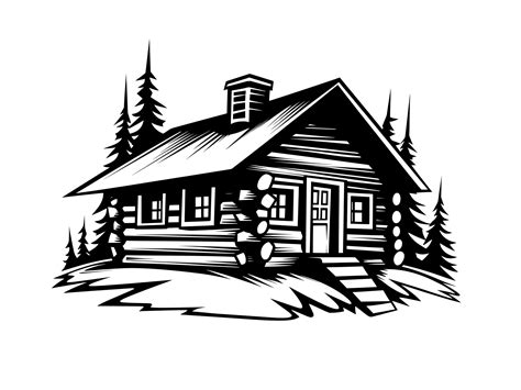 Log Cabin SVG House in Woods Silhouette Clipart Cut File - Etsy