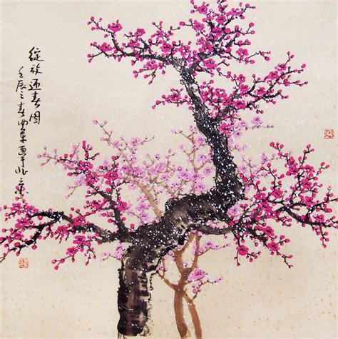 Cherry blossom Chinese Watercolor | Cherry blossom painting, Blossoms ...