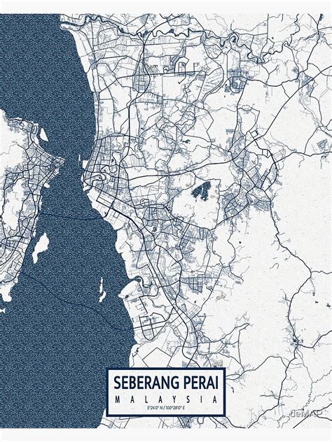 Seberang Perai City Map of Malaysia - Coastal Poster by deMAP | City ...