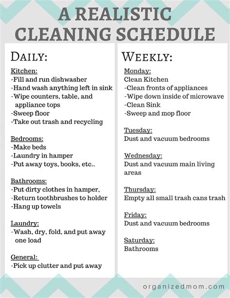 A Realistic Cleaning Schedule You Can Stick With - The Organized Mom