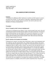 Lab 3 Williamson Ether Synthesis Lab Report .docx - NAME: Natalia ...