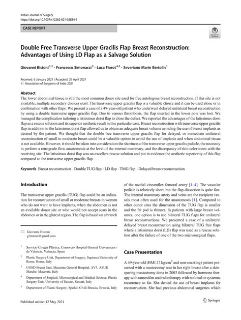 (PDF) Double Free Transverse Upper Gracilis Flap Breast Reconstruction ...