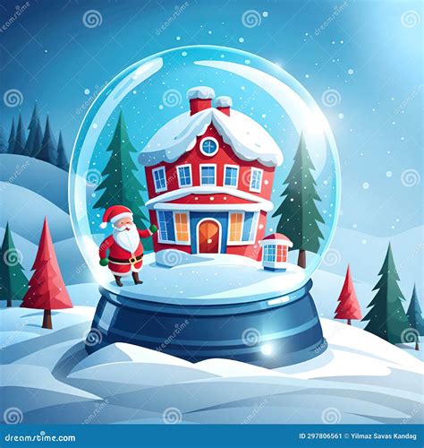 Snow Globe with Christmas Village in Snowfall. Stock Illustration ...