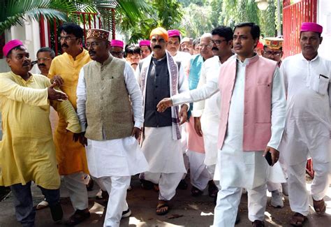 BJP MP Gopal Jee Thakur addresses the media after meeting Bihar Governor