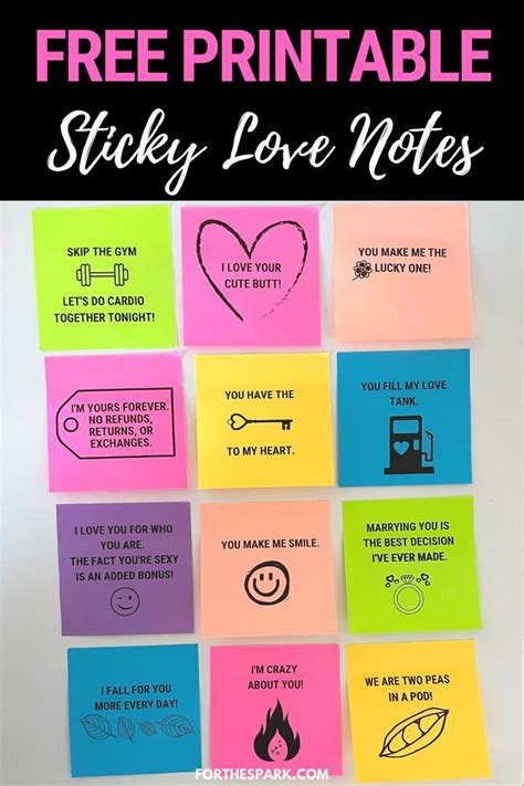 DIY: Free Printable Sticky Love Notes | Cute notes for boyfriend, Love ...