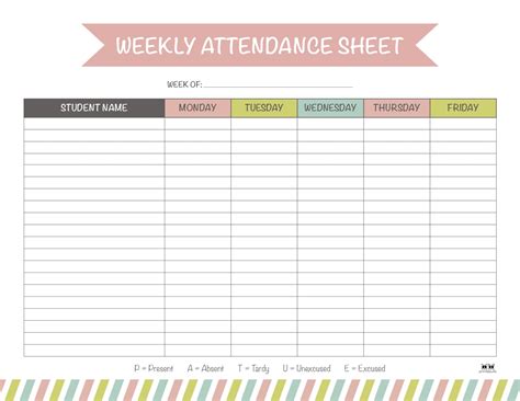 Attendance Sheet For Kids