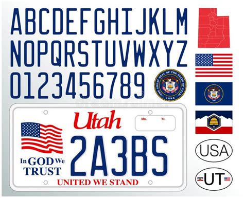 Utah Car License Plate Pattern, USA Stock Vector - Illustration of ...