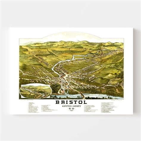 Vintage Map of Bristol, New Hampshire 1884 by Ted's Vintage Art