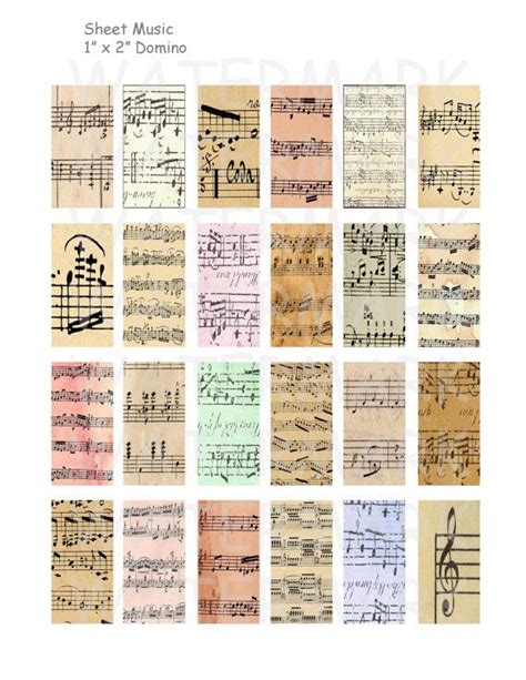 Sheet Music Digital Collage Sheet 1 X 2 Inch Domino - Etsy | Collage ...