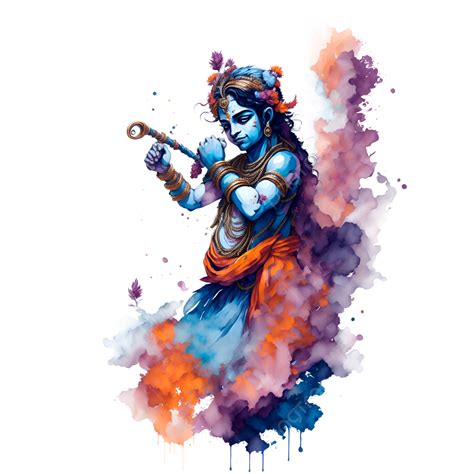 Lord Krishna Design With Watercolor Effect, Lord Kirshna, Watercolor ...