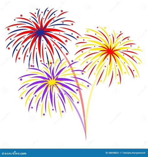 Feux D'artifice Sur Le Fond Blanc, Illustration Illustration de Vecteur ...