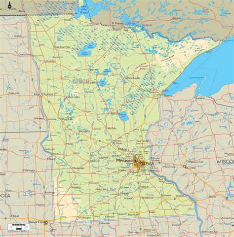 Minnesota Physical Features Map