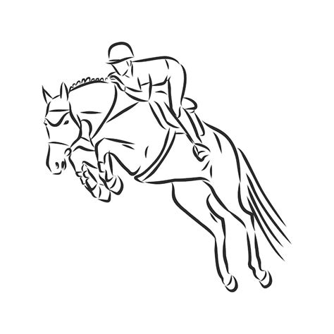 Premium Vector | Jumping horse,black white picture isolated on white ...