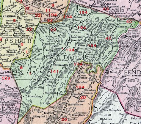 Randolph County, West Virginia 1911 Map by Rand McNally, Elkins ...