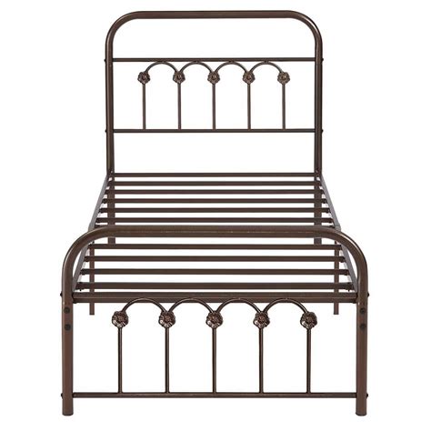 VECELO Classic Bed Frame Purple Bronze，Metal Frame Twin Size Platform ...