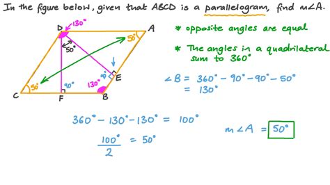 Question Video: Finding the Measure of an Angle in a Parallelogram ...