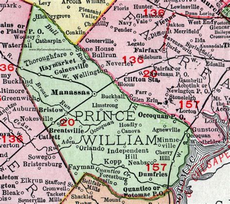 Prince William County, Virginia, Map, 1911, Rand McNally, Manassas ...