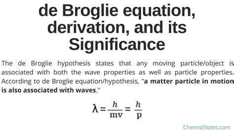 de Broglie equation, derivation, and its Significance - Chemistry Notes