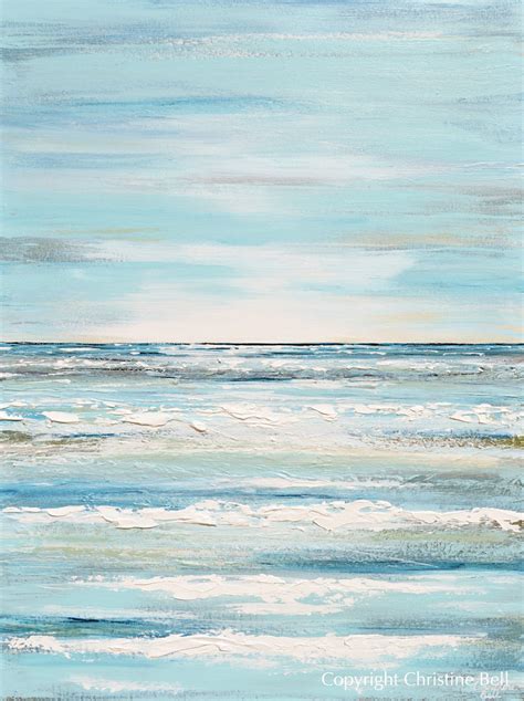 ORIGINAL Abstract Painting Coastal Beach Wall Art White Neutral Home ...