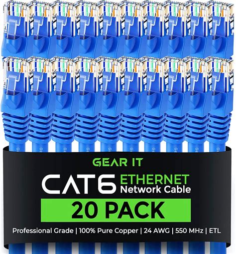 GearIT Pre-Terminated Cat 6 Ethernet Cables for Home & Office Network ...