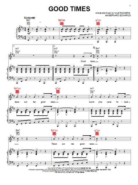 Chic "Good Times" Sheet Music Notes | Download Printable PDF Score 26659