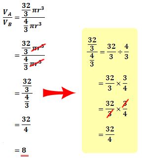 Ratio of the volume and the surface area between two spheres