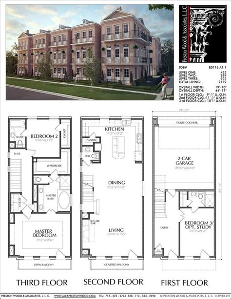 Narrow Townhome Plans Online, Brownstone Style Homes, Town House Desig ...