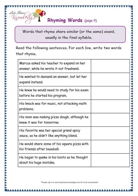 Rhyme Scheme Practice Worksheet Pdf