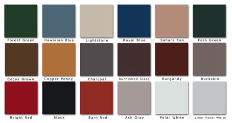 Standing Seam Roofing Color Chart | Roofing, Metal roof, Standing seam