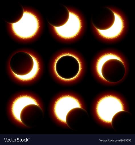 Solar eclipse phases Royalty Free Vector Image