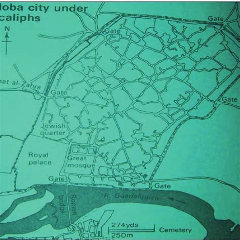 Map of Cordoba circa 950 CE (source modified from Townson, 1973 ...