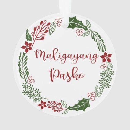 Tagalog Merry Christmas Wreath, Maligayang Pasko Ornament | Zazzle ...