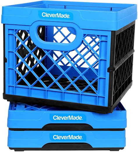 Milk Crates, 25L Plastic Stackable Storage Bins CleverCrates Utility ...