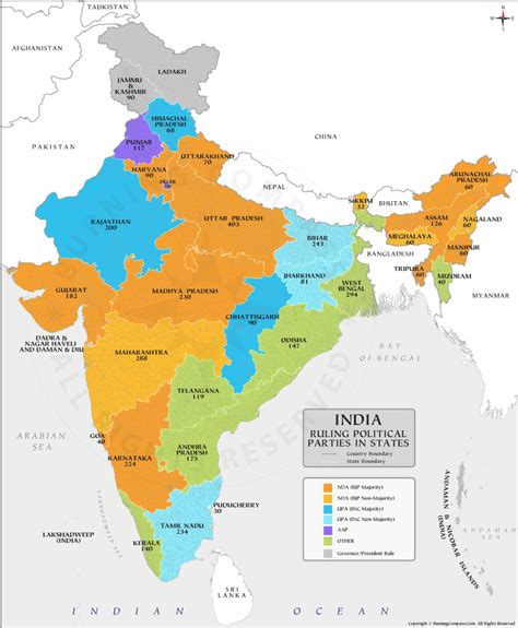 India Political Map 2022 Outline