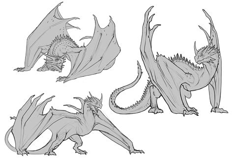 ArtStation - Thorny Dragon sketches, Javier Franco Santacreu | Dragon ...