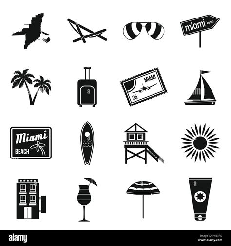 Miami icons set, simple style Stock Vector Image & Art - Alamy