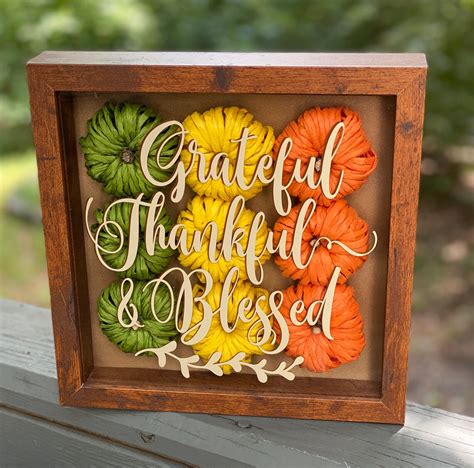 Grateful Thankful Blessed Fall Decor 9x9 Shadow Box for Side - Etsy