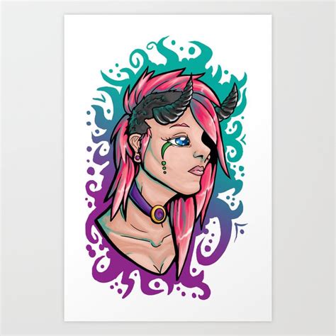 Pink Demon Art Print by Orangy | Society6