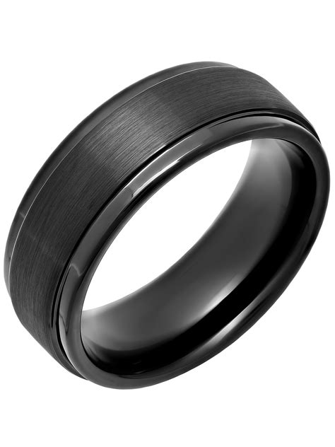 Steel Nation Jewelry Men’s Black IP Tungsten 8MM Step Edge Comfort Fit ...