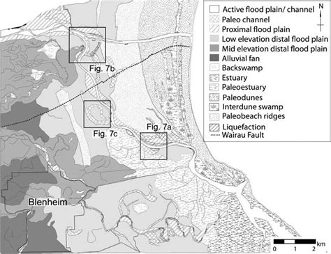 Geomorphic map of the lower portion of the Wairau Plains as mapped from ...