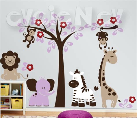 African Safari Wall Decals Lion Monkeys Giraffe Elephant | Etsy